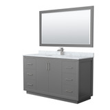 Wyndham WCF111160SKGCMUNSM58 Icon 60 Inch Single Bathroom Vanity in Dark Gray, White Carrara Marble Countertop, Undermount Square Sink, Brushed Nickel Trim, 58 Inch Mirror