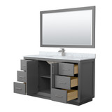 Wyndham WCF111160SKGCMUNSM58 Icon 60 Inch Single Bathroom Vanity in Dark Gray, White Carrara Marble Countertop, Undermount Square Sink, Brushed Nickel Trim, 58 Inch Mirror