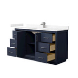Wyndham WCF111160SBNC2UNSMXX Icon 60 Inch Single Bathroom Vanity in Dark Blue, Carrara Cultured Marble Countertop, Undermount Square Sink, Brushed Nickel Trim