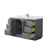 Wyndham WCF111160SKGCMUNSMXX Icon 60 Inch Single Bathroom Vanity in Dark Gray, White Carrara Marble Countertop, Undermount Square Sink, Brushed Nickel Trim