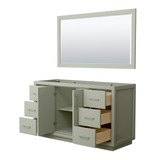 Wyndham WCF111160SLGCXSXXM58 Icon 60 Inch Single Bathroom Vanity in Light Green, No Countertop, No Sink, Brushed Nickel Trim, 58 Inch Mirror Wyndham WCF111160SLGCXSXXM58 Icon 60 Inch Single Bathroom Vanity in Light Green, No Countertop, No Sink, Brushed Nickel Trim, 58 Inch Mirror