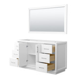 Wyndham WCF111160SWHCXSXXM58 Icon 60 Inch Single Bathroom Vanity in White, No Countertop, No Sink, Brushed Nickel Trim, 58 Inch Mirror