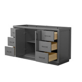 Wyndham WCF111160SGBCXSXXMXX Icon 60 Inch Single Bathroom Vanity in Dark Gray, No Countertop, No Sink, Matte Black Trim