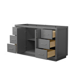 Wyndham WCF111160SKGCXSXXMXX Icon 60 Inch Single Bathroom Vanity in Dark Gray, No Countertop, No Sink, Brushed Nickel Trim Wyndham WCF111160SKGCXSXXMXX Icon 60 Inch Single Bathroom Vanity in Dark Gray, No Countertop, No Sink, Brushed Nickel Trim