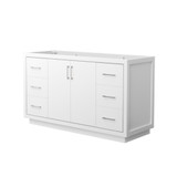 Wyndham WCF111160SWHCXSXXMXX Icon 60 Inch Single Bathroom Vanity in White, No Countertop, No Sink, Brushed Nickel Trim