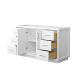 Wyndham WCF111160SWHCXSXXMXX Icon 60 Inch Single Bathroom Vanity in White, No Countertop, No Sink, Brushed Nickel Trim