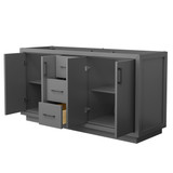 Wyndham WCF111166DGBCXSXXMXX Icon 66 Inch Double Bathroom Vanity in Dark Gray, No Countertop, No Sink, Matte Black Trim