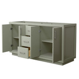 Wyndham WCF111166DLGCXSXXMXX Icon 66 Inch Double Bathroom Vanity in Light Green, No Countertop, No Sink, Brushed Nickel Trim