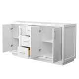 Wyndham WCF111166DWHCXSXXMXX Icon 66 Inch Double Bathroom Vanity in White, No Countertop, No Sink, Brushed Nickel Trim Wyndham WCF111166DWHCXSXXMXX Icon 66 Inch Double Bathroom Vanity in White, No Countertop, No Sink, Brushed Nickel Trim