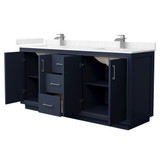 Wyndham WCF111172DBNC2UNSMXX Icon 72 Inch Double Bathroom Vanity in Dark Blue, Carrara Cultured Marble Countertop, Undermount Square Sinks, Brushed Nickel Trim Wyndham WCF111172DBNC2UNSMXX Icon 72 Inch Double Bathroom Vanity in Dark Blue, Carrara Cultured Marble Countertop, Undermount Square Sinks, Brushed Nickel Trim