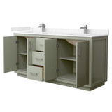 Wyndham WCF111172DLGC2UNSMXX Icon 72 Inch Double Bathroom Vanity in Light Green, Carrara Cultured Marble Countertop, Undermount Square Sinks, Brushed Nickel Trim Wyndham WCF111172DLGC2UNSMXX Icon 72 Inch Double Bathroom Vanity in Light Green, Carrara Cultured Marble Countertop, Undermount Square Sinks, Brushed Nickel Trim