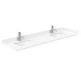 Wyndham WCF111172DWZWCUNSMXX Icon 72 Inch Double Bathroom Vanity in White, White Cultured Marble Countertop, Undermount Square Sinks, Satin Bronze Trim