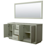 Wyndham WCF111172DLGCXSXXM70 Icon 72 Inch Double Bathroom Vanity in Light Green, No Countertop, No Sink, Brushed Nickel Trim, 70 Inch Mirror Wyndham WCF111172DLGCXSXXM70 Icon 72 Inch Double Bathroom Vanity in Light Green, No Countertop, No Sink, Brushed Nickel Trim, 70 Inch Mirror