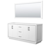 Wyndham WCF111172DWBCXSXXM70 Icon 72 Inch Double Bathroom Vanity in White, No Countertop, No Sink, Matte Black Trim, 70 Inch Mirror