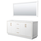 Wyndham WCF111172DWZCXSXXM70 Icon 72 Inch Double Bathroom Vanity in White, No Countertop, No Sink, Satin Bronze Trim, 70 Inch Mirror