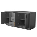 Wyndham WCF111172DGBCXSXXMXX Icon 72 Inch Double Bathroom Vanity in Dark Gray, No Countertop, No Sink, Matte Black Trim