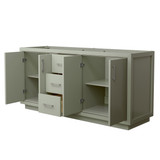 Wyndham WCF111172DLGCXSXXMXX Icon 72 Inch Double Bathroom Vanity in Light Green, No Countertop, No Sink, Brushed Nickel Trim Wyndham WCF111172DLGCXSXXMXX Icon 72 Inch Double Bathroom Vanity in Light Green, No Countertop, No Sink, Brushed Nickel Trim