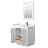 Wyndham WCF292930SWHWCUNSM24 Miranda 30 Inch Single Bathroom Vanity in White, White Cultured Marble Countertop, Undermount Square Sink, Brushed Nickel Trim, 24 Inch Mirror