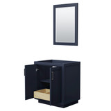 Wyndham WCF292930SBBCXSXXM24 Miranda 30 Inch Single Bathroom Vanity in Dark Blue, No Countertop, No Sink, Matte Black Trim, 24 Inch Mirror