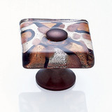 JVJ 50412 Old World Bronze 35 mm (1 3/8") Flat Square Glass Door Knob - Silver and Gold