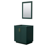 Wyndham WCF292930SGDCXSXXM24 Miranda 30 Inch Single Bathroom Vanity in Green, No Countertop, No Sink, Brushed Gold Trim, 24 Inch Mirror