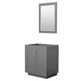 Wyndham WCF292930SGGCXSXXM24 Miranda 30 Inch Single Bathroom Vanity in Dark Gray, No Countertop, No Sink, Brushed Gold Trim, 24 Inch Mirror