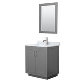 Wyndham WCF292930SKGCMUNSM24 Miranda 30 Inch Single Bathroom Vanity in Dark Gray, White Carrara Marble Countertop, Undermount Square Sink, Brushed Nickel Trim, 24 Inch Mirror