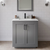 Wyndham WCF292930SGBC2UNSMXX Miranda 30 Inch Single Bathroom Vanity in Dark Gray, Carrara Cultured Marble Countertop, Undermount Square Sink, Matte Black Trim