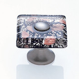 JVJ Satin Nickel 35 mm (1 3/8") Flat Square Glass Door Knob - Clear With Black Lines and Copper - 50246