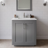Wyndham WCF292930SKGC2UNSMXX Miranda 30 Inch Single Bathroom Vanity in Dark Gray, Carrara Cultured Marble Countertop, Undermount Square Sink, Brushed Nickel Trim