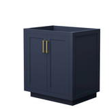 Wyndham WCF292930SBLCXSXXMXX Miranda 30 Inch Single Bathroom Vanity in Dark Blue, No Countertop, No Sink, Brushed Gold Trim Wyndham WCF292930SBLCXSXXMXX Miranda 30 Inch Single Bathroom Vanity in Dark Blue, No Countertop, No Sink, Brushed Gold Trim