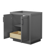Wyndham WCF292930SGBCXSXXMXX Miranda 30 Inch Single Bathroom Vanity in Dark Gray, No Countertop, No Sink, Matte Black Trim