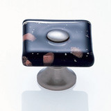 JVJ 50146 Satin Nickel 35 mm (1 3/8") Flat Square Glass Door Knob - Black With Copper Flecks