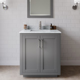 Wyndham WCF292930SKGCMUNSMXX Miranda 30 Inch Single Bathroom Vanity in Dark Gray, White Carrara Marble Countertop, Undermount Square Sink, Brushed Nickel Trim