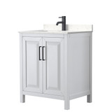 Wyndham WCV252530SWBC2UNSMXX Daria 30 Inch Single Bathroom Vanity in White, Carrara Cultured Marble Countertop, Undermount Square Sink, Matte Black Trim Wyndham WCV252530SWBC2UNSMXX Daria 30 Inch Single Bathroom Vanity in White, Carrara Cultured Marble Countertop, Undermount Square Sink, Matte Black Trim