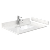 Wyndham WCV252530SWBC2UNSM24 Daria 30 Inch Single Bathroom Vanity in White, Carrara Cultured Marble Countertop, Undermount Square Sink, Matte Black Trim, 24 Inch Mirror