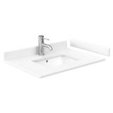 Wyndham WCV252530SWBWCUNSMED Daria 30 Inch Single Bathroom Vanity in White, White Cultured Marble Countertop, Undermount Square Sink, Matte Black Trim, Medicine Cabinet