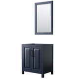 Wyndham WCV252530SBBCXSXXM24 Daria 30 Inch Single Bathroom Vanity in Dark Blue, No Countertop, No Sink, Matte Black Trim, 24 Inch Mirror