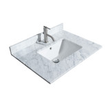 Wyndham WCV252530SBBCMUNSM24 Daria 30 Inch Single Bathroom Vanity in Dark Blue, White Carrara Marble Countertop, Undermount Square Sink, Matte Black Trim, 24 Inch Mirror