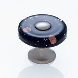 JVJ Satin Nickel 35 mm (1 3/8") Flat Round Glass Door Knob - Black With Copper Flecks - 50046
