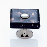 JVJ Polished Nickel 35 mm (1 3/8") Flat Square Glass Door Knob - Black With Copper Flecks - 50114