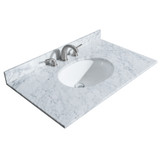 Wyndham WCS202036SWBCMUNOMXX Deborah 36 Inch Single Bathroom Vanity in White, White Carrara Marble Countertop, Undermount Oval Sink, Matte Black Trim