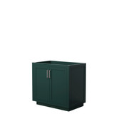 Wyndham WCF292936SGECXSXXMXX Miranda 36 Inch Single Bathroom Vanity in Green, No Countertop, No Sink, Brushed Nickel Trim