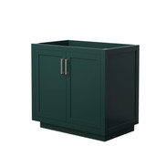 Wyndham WCF292936SGECXSXXMXX Miranda 36 Inch Single Bathroom Vanity in Green, No Countertop, No Sink, Brushed Nickel Trim