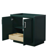 Wyndham WCF292936SGECXSXXMXX Miranda 36 Inch Single Bathroom Vanity in Green, No Countertop, No Sink, Brushed Nickel Trim