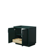 Wyndham WCF292936SGKCXSXXMXX Miranda 36 Inch Single Bathroom Vanity in Green, No Countertop, No Sink, Matte Black Trim