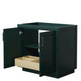 Wyndham WCF292936SGKCXSXXMXX Miranda 36 Inch Single Bathroom Vanity in Green, No Countertop, No Sink, Matte Black Trim