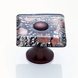 JVJ 50212 Old World Bronze 35 mm (1 3/8") Flat Square Glass Door Knob - Clear With Black Lines and Copper