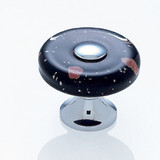 JVJ Polished Chrome 35 mm (1 3/8") Flat Round Glass Door Knob - Black With Copper Flecks - 50026