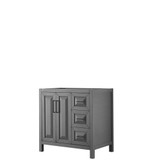 Wyndham WCV252536SGBCXSXXMXX Daria 36 Inch Single Bathroom Vanity in Dark Gray, No Countertop, No Sink, Matte Black Trim